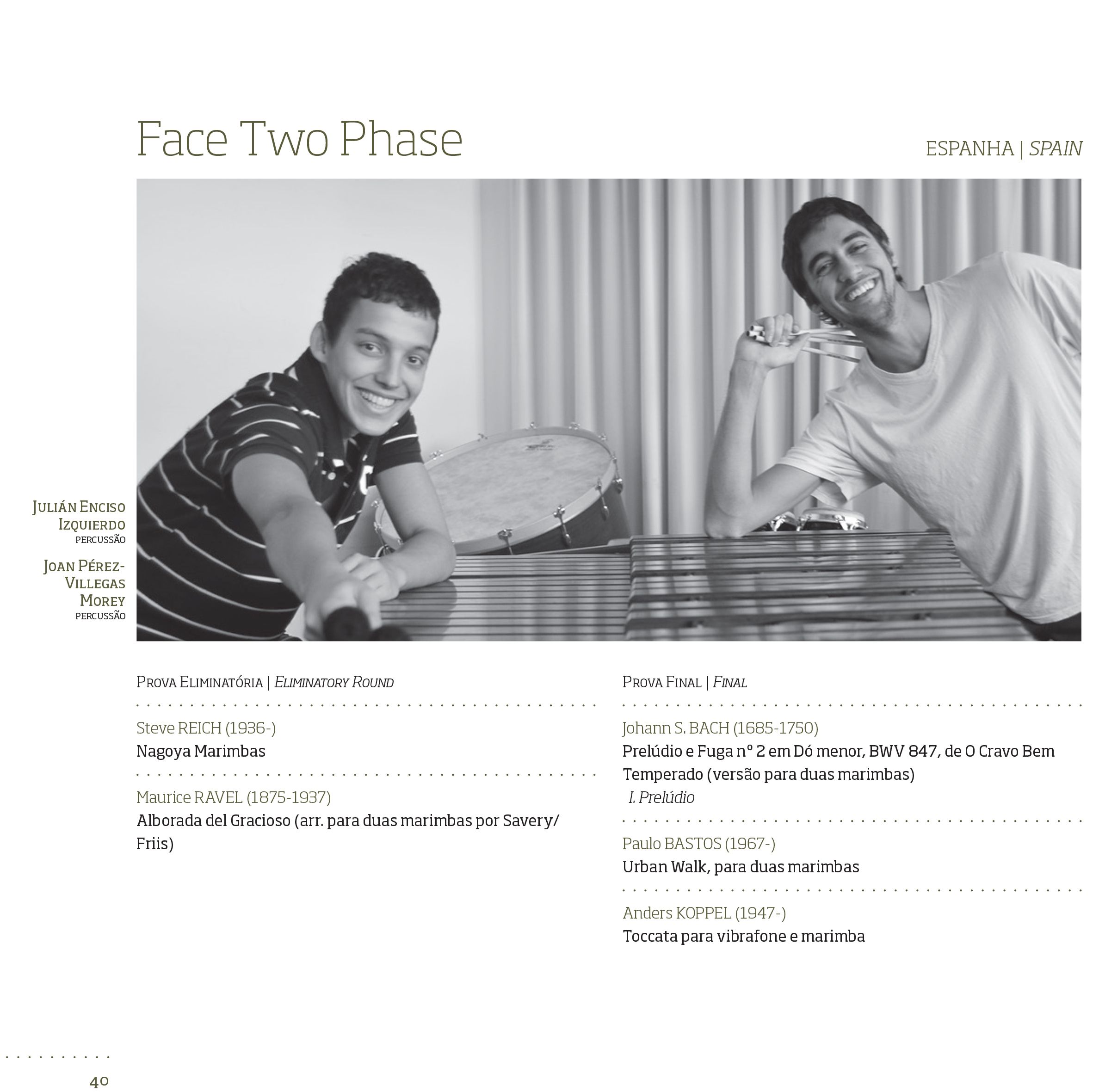 Premiere of ‘Urban walk’ for two marimbas