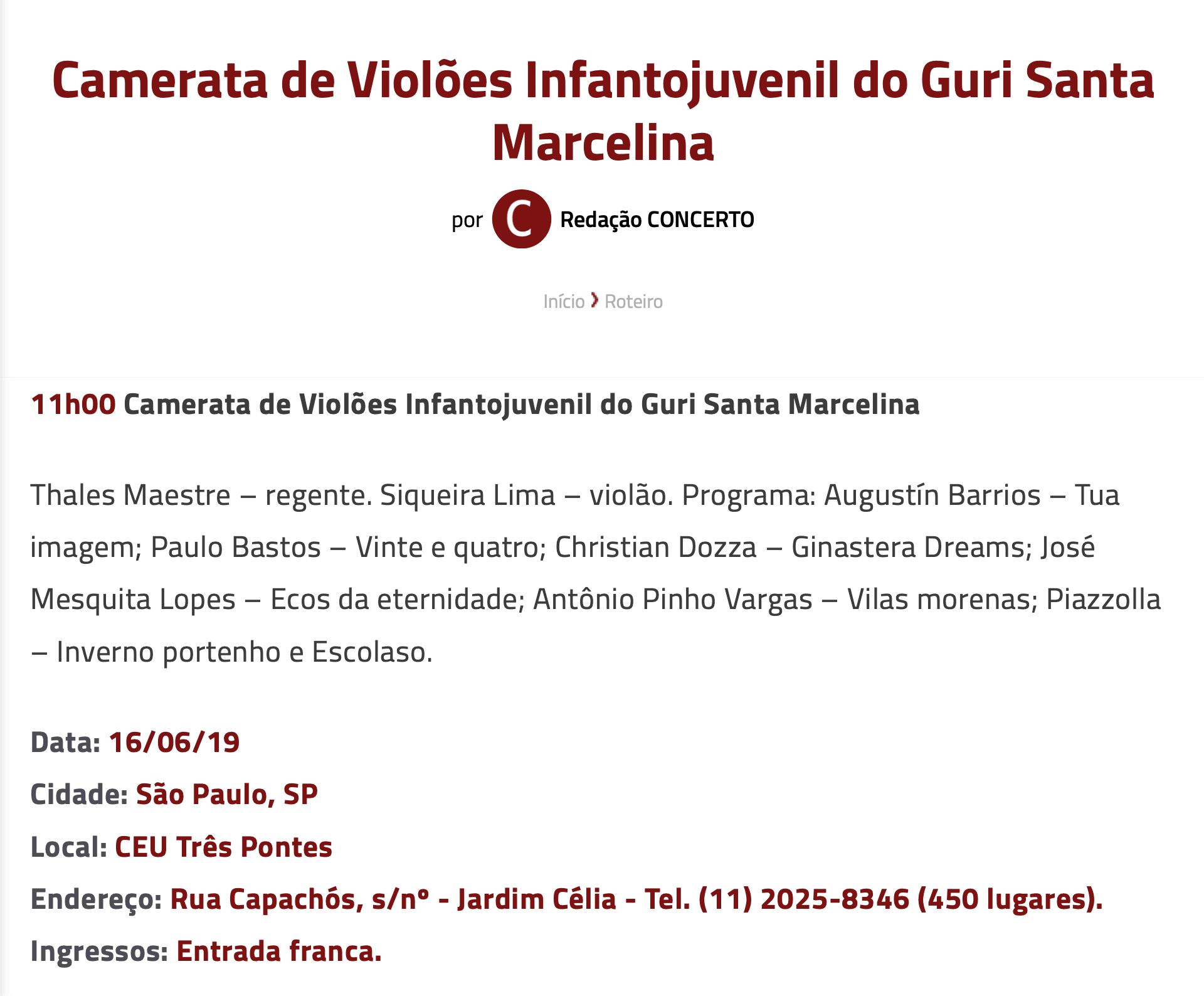 Premiere of "Vinte e quatro" for twenty four guitars orchestra (Brazil)